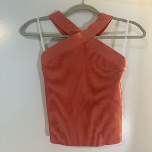 Aritzia - Sculpt Knit Criss Cross Top - Salmon - S